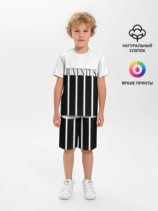 Детская пижама с шортами / Juventus | Tee Black and White (2021/22)