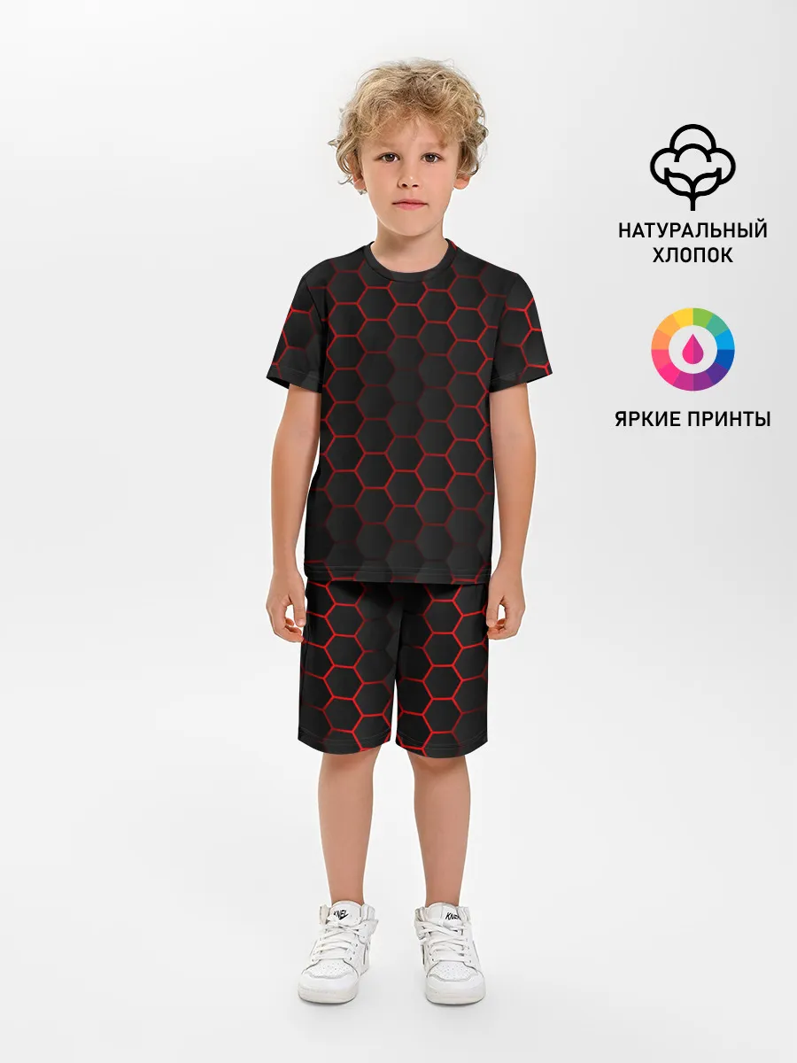 Детская пижама с шортами / 3D black & red