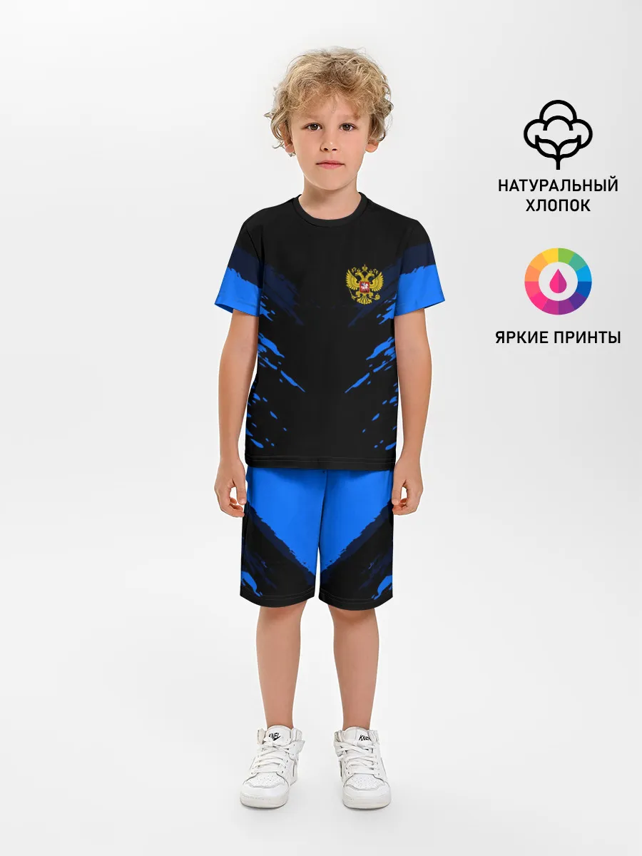 Детская пижама с шортами / Russia-sport collection BLUE