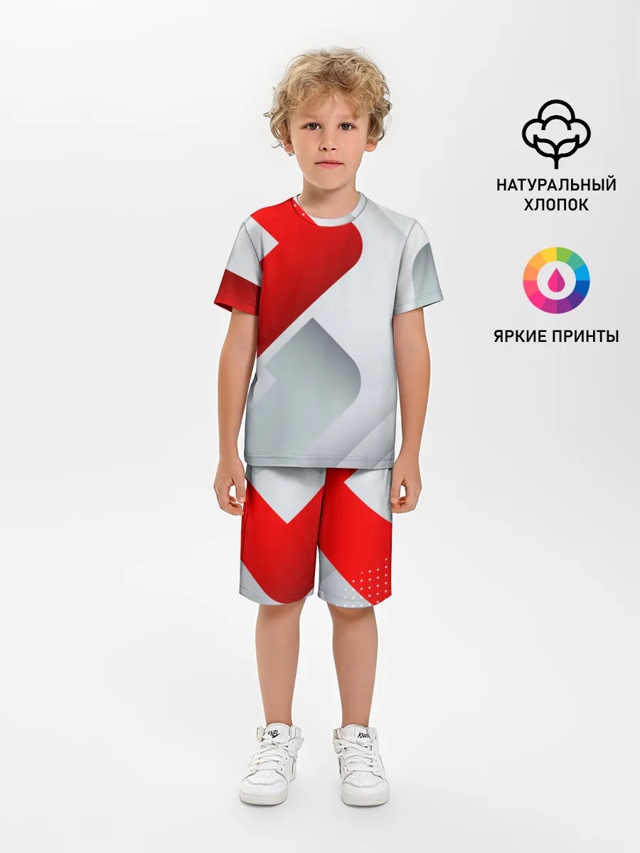 Детская пижама с шортами / 3D SPORT STYLE RED / WHITE