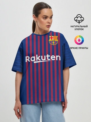 Женская футболка оверсайз / Barcelona home 18-19