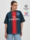 Женская футболка оверсайз / PSG Форма Новая Home 18/19