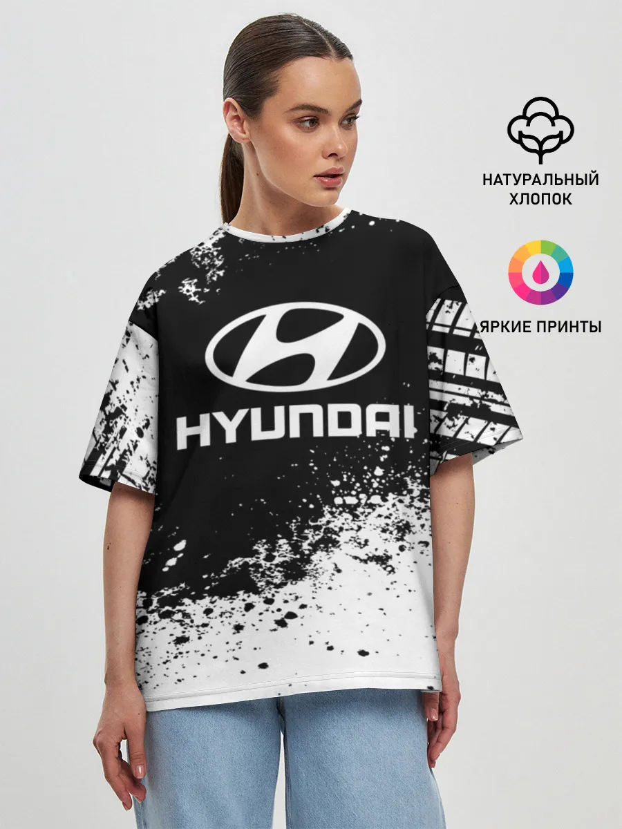 Женская футболка оверсайз / Hyundai abstract sport