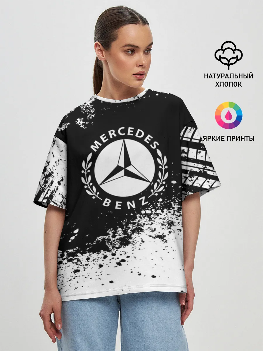 Женская футболка оверсайз / Mercedes abstract sport