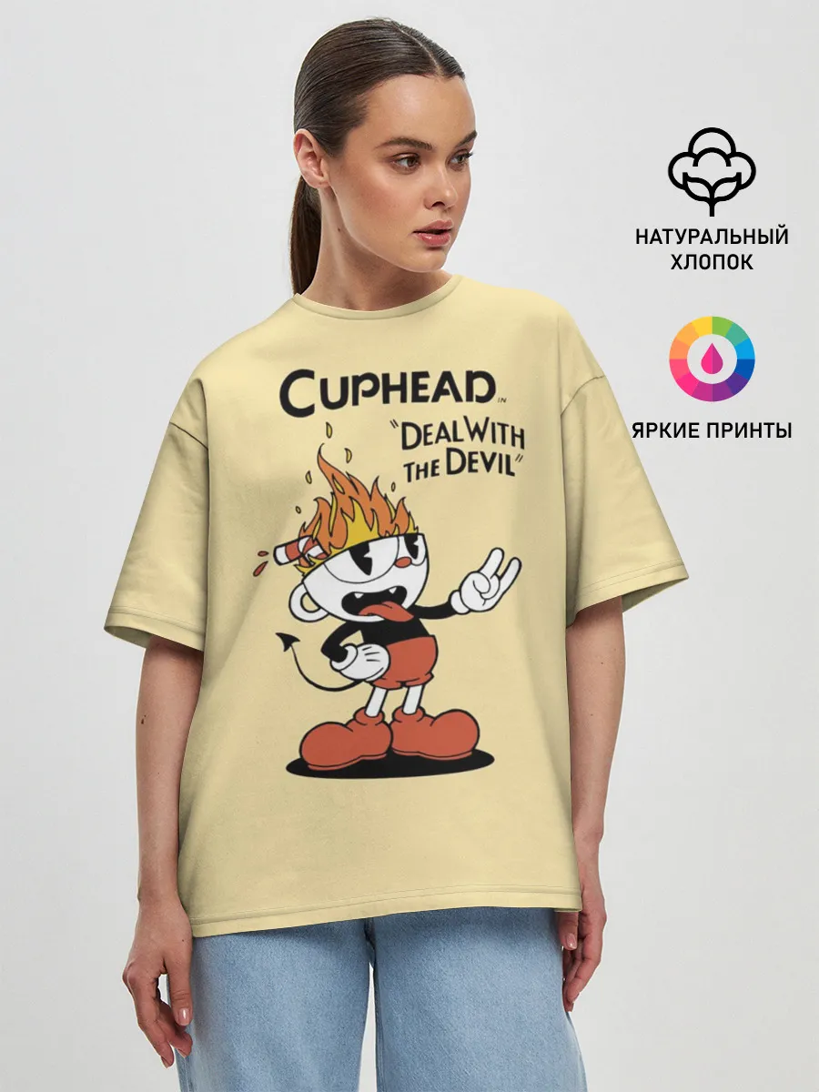 Женская футболка оверсайз / Cuphead