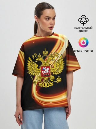 Женская футболка оверсайз / Герб РФ collection line