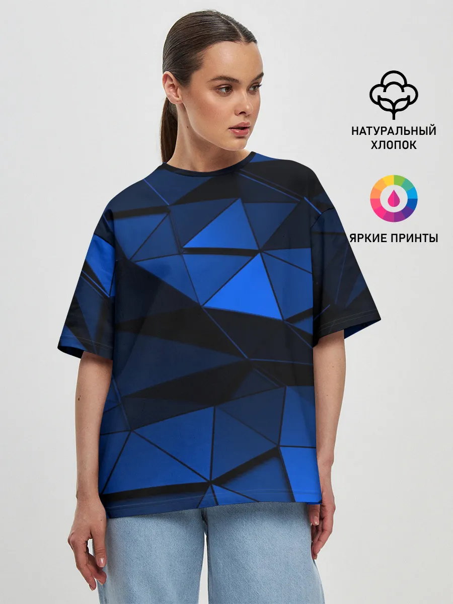 Женская футболка оверсайз / Blue abstraction collection