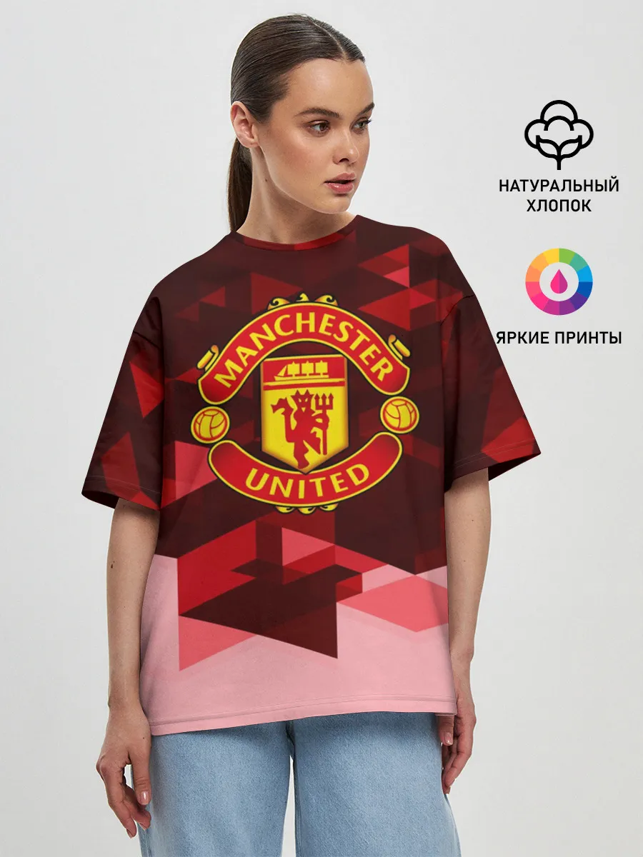 Женская футболка оверсайз / Manchester United Abstract