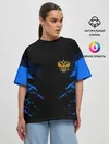 Женская футболка оверсайз / Russia-sport collection BLUE