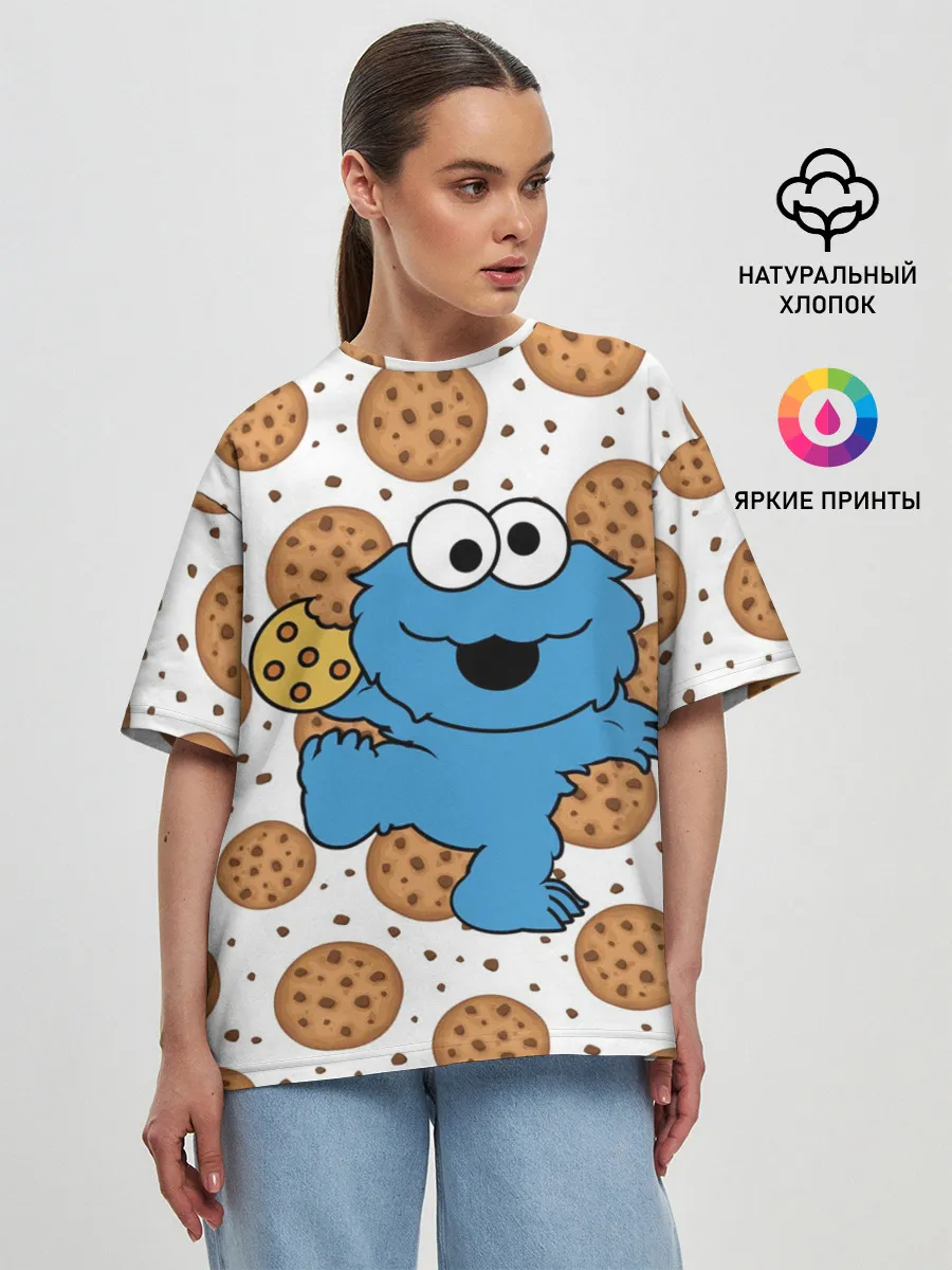 Женская футболка оверсайз / Cookie monster