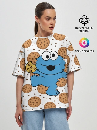 Женская футболка оверсайз / Cookie monster