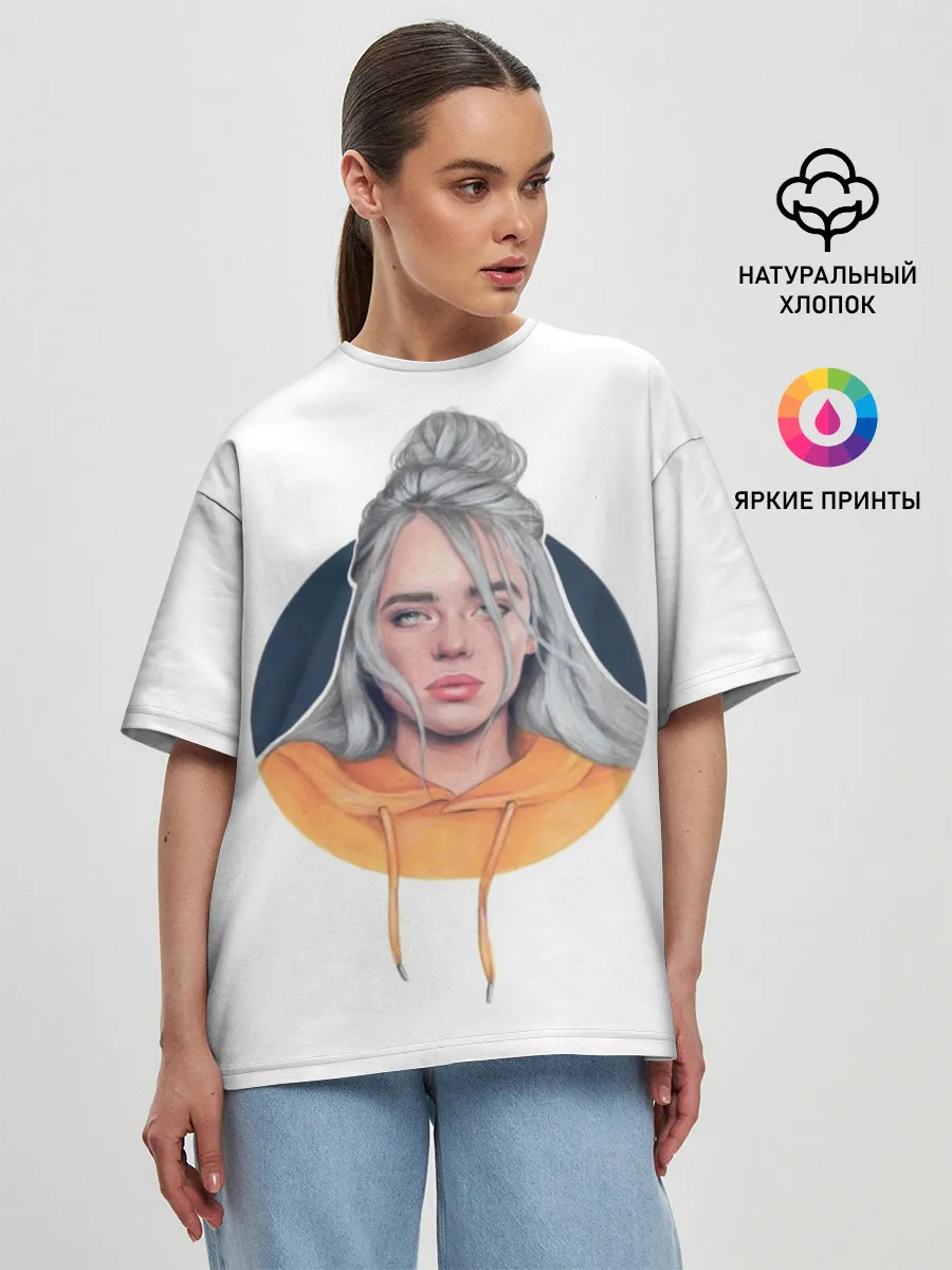 Женская футболка оверсайз / Billie Eilish art 1