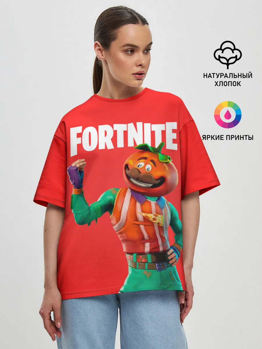 Женская футболка оверсайз / Fortnite (Tomato)