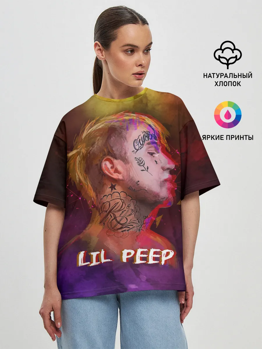 Женская футболка оверсайз / Lil Peep ART