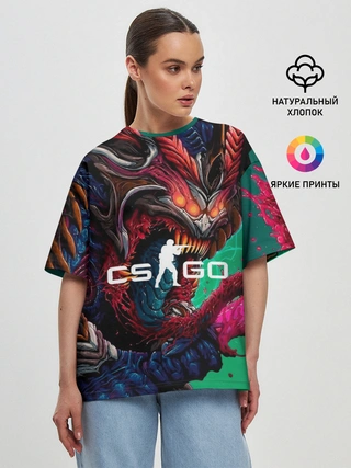 Женская футболка оверсайз / CS GO hyper beast skin