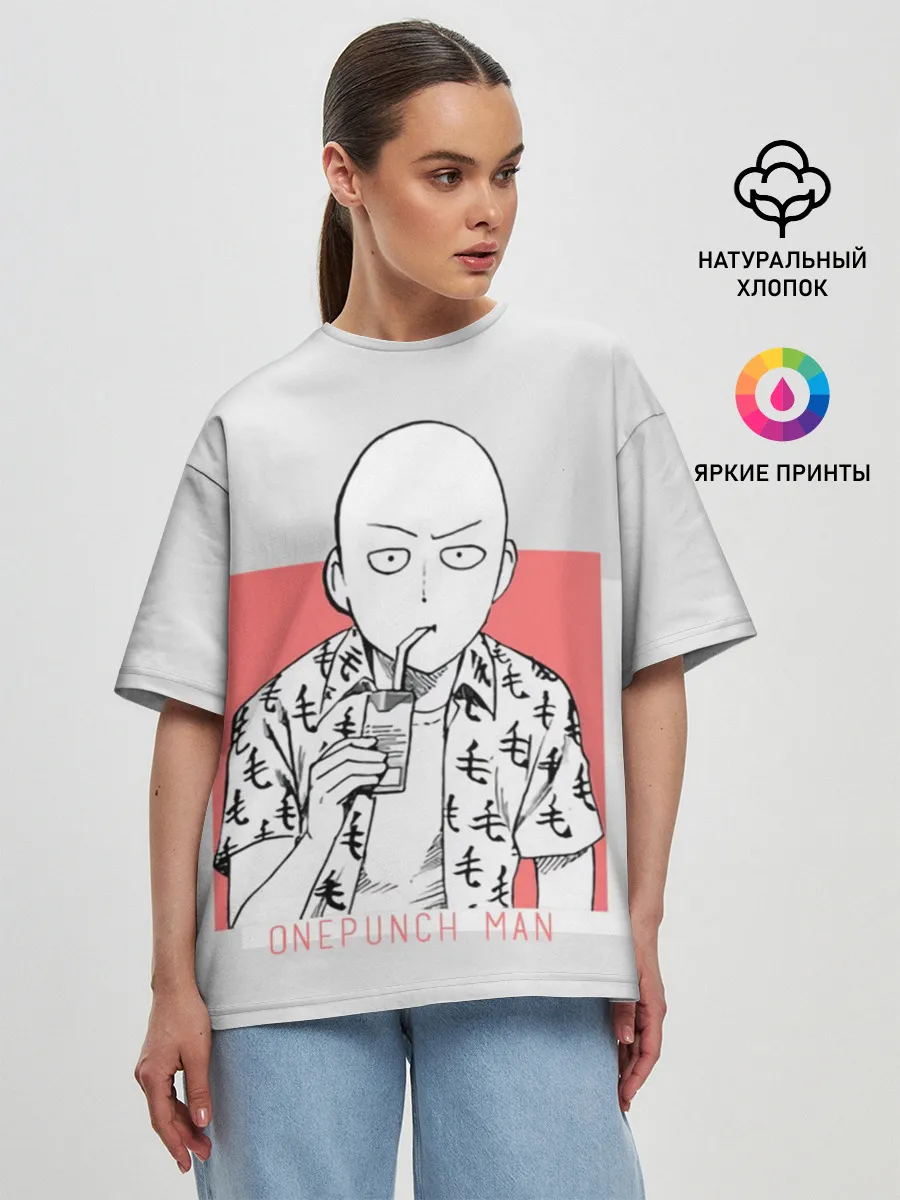 Женская футболка оверсайз / Saitama (One-Punch Man) Ванпач