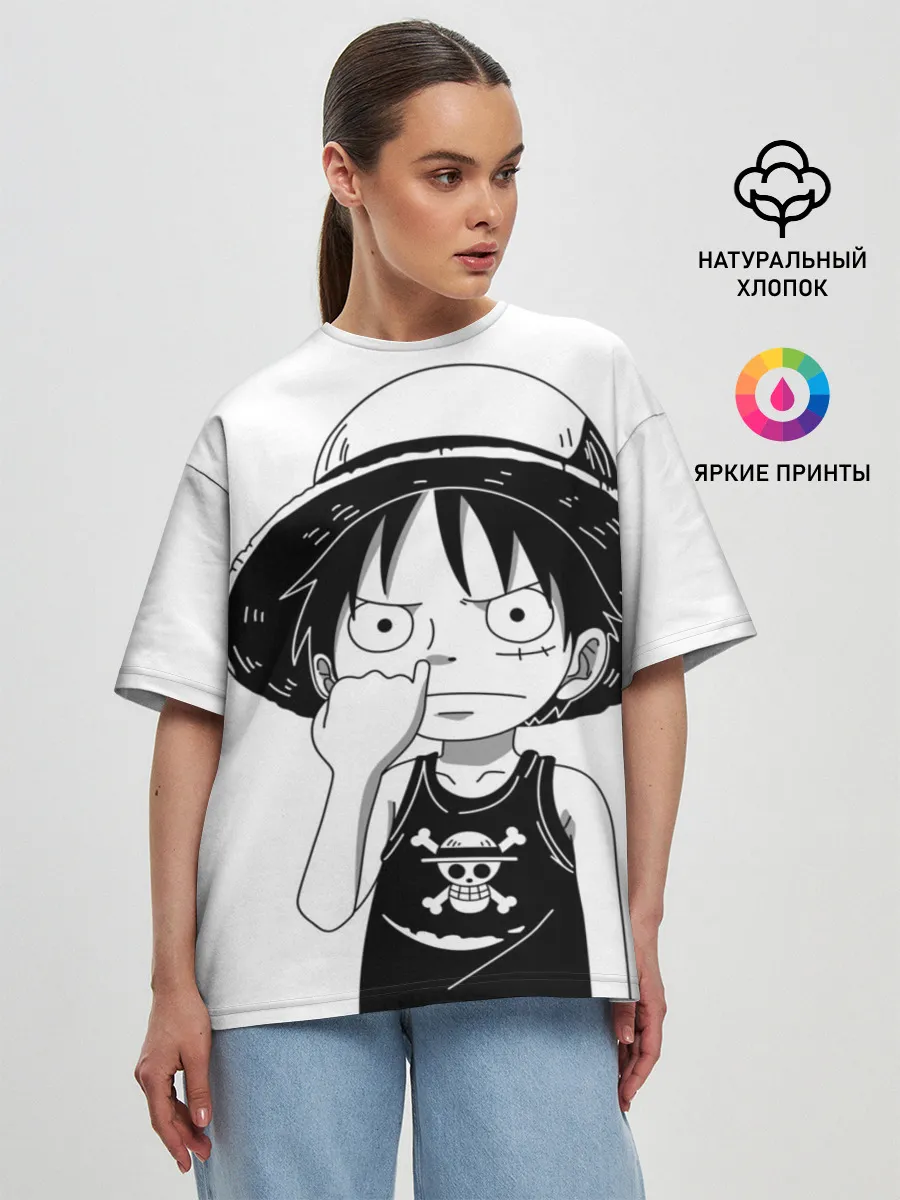 Женская футболка оверсайз / палец в носу One Piece