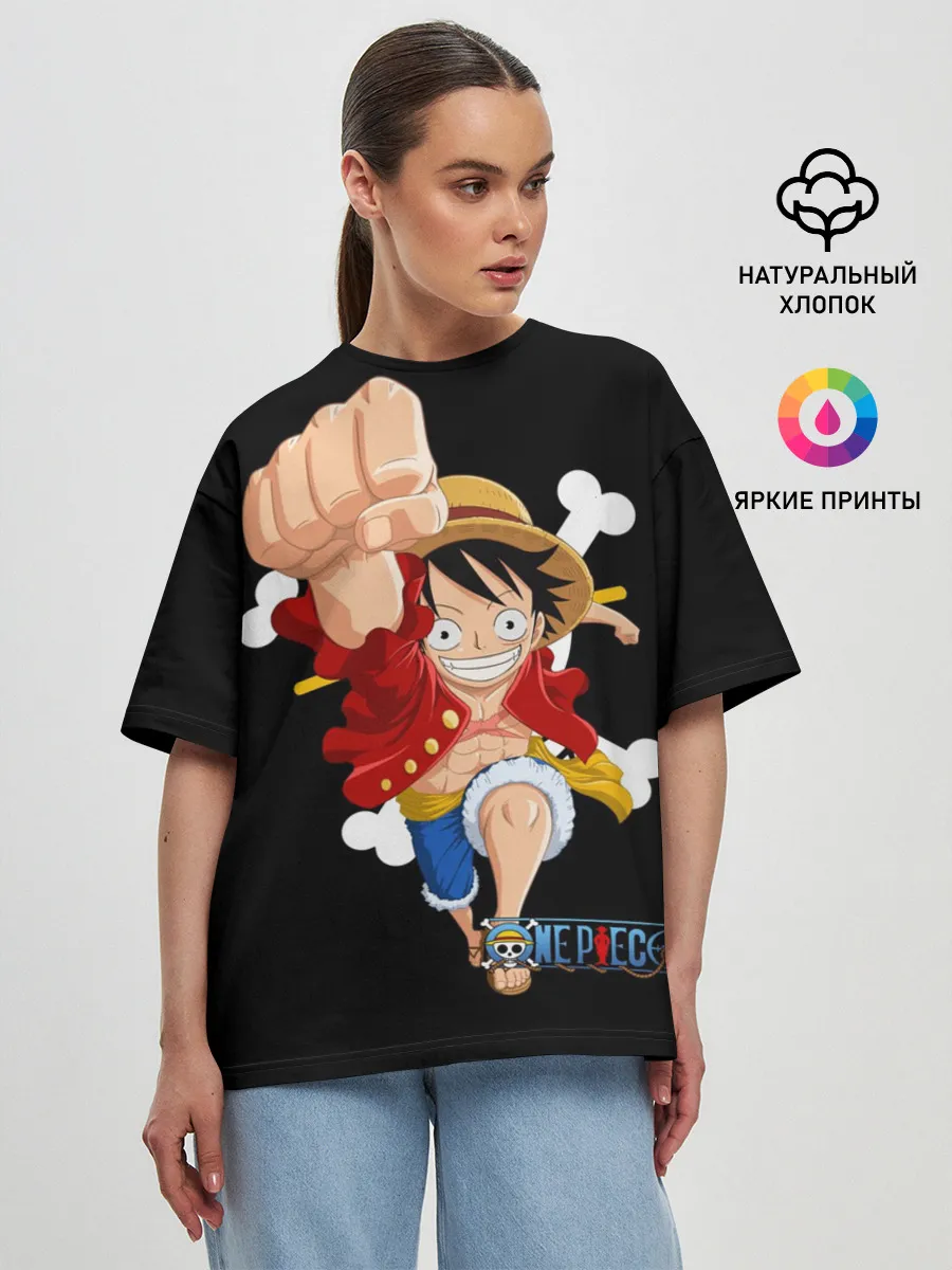 Женская футболка оверсайз / удар One Piece