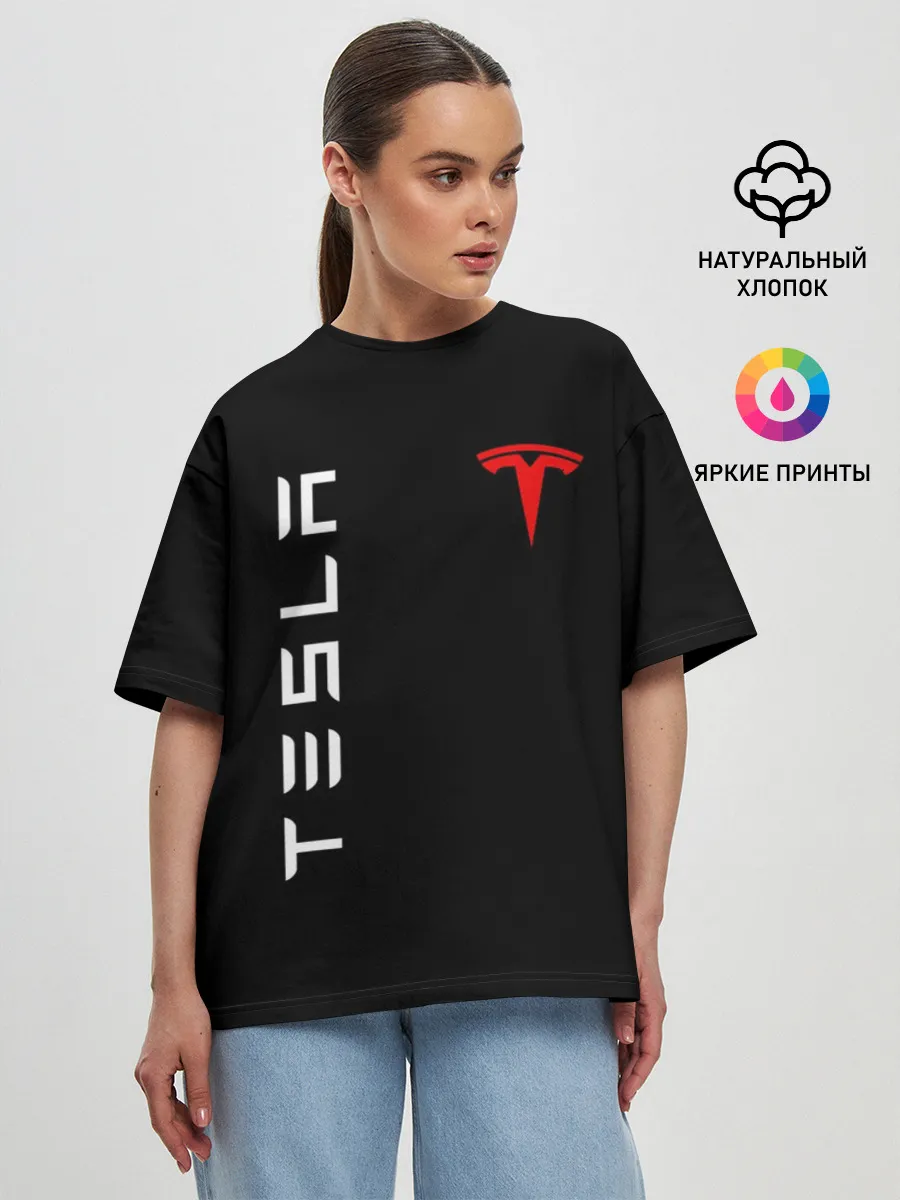 Женская футболка оверсайз / TESLA