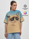 Женская футболка оверсайз / Grumpy cat ART