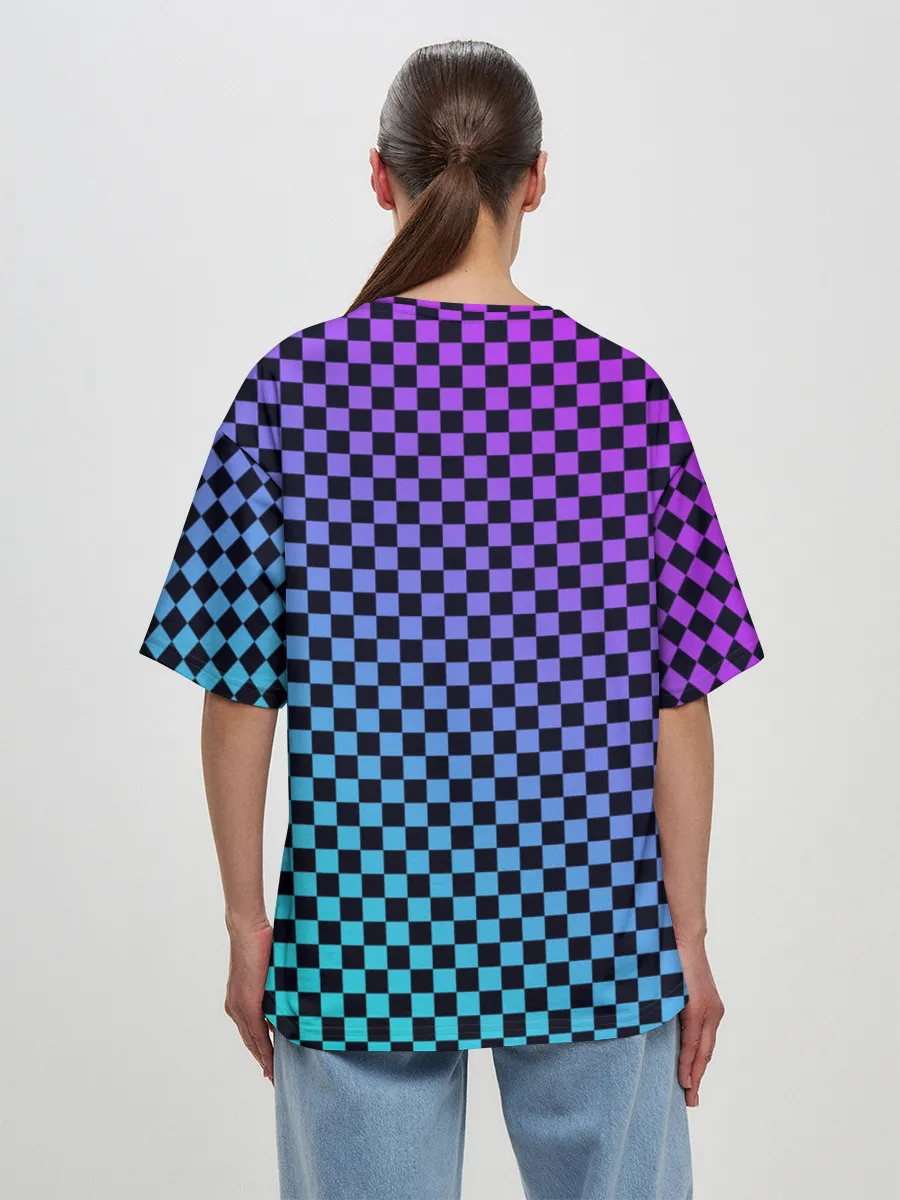 Женская футболка оверсайз / Checkerboard gradient