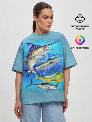 Женская футболка оверсайз / Marlin and other fish