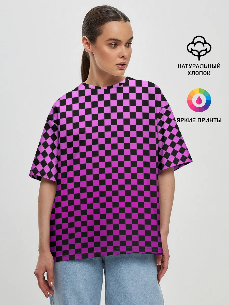 Женская футболка оверсайз / Checkerboard Color