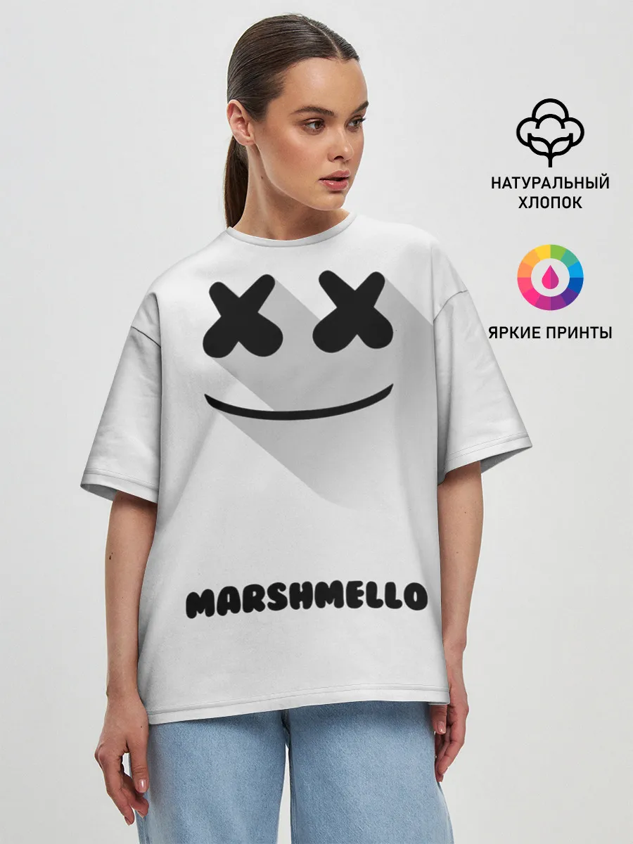 Женская футболка оверсайз / РЮКЗАК MARSHMELLO