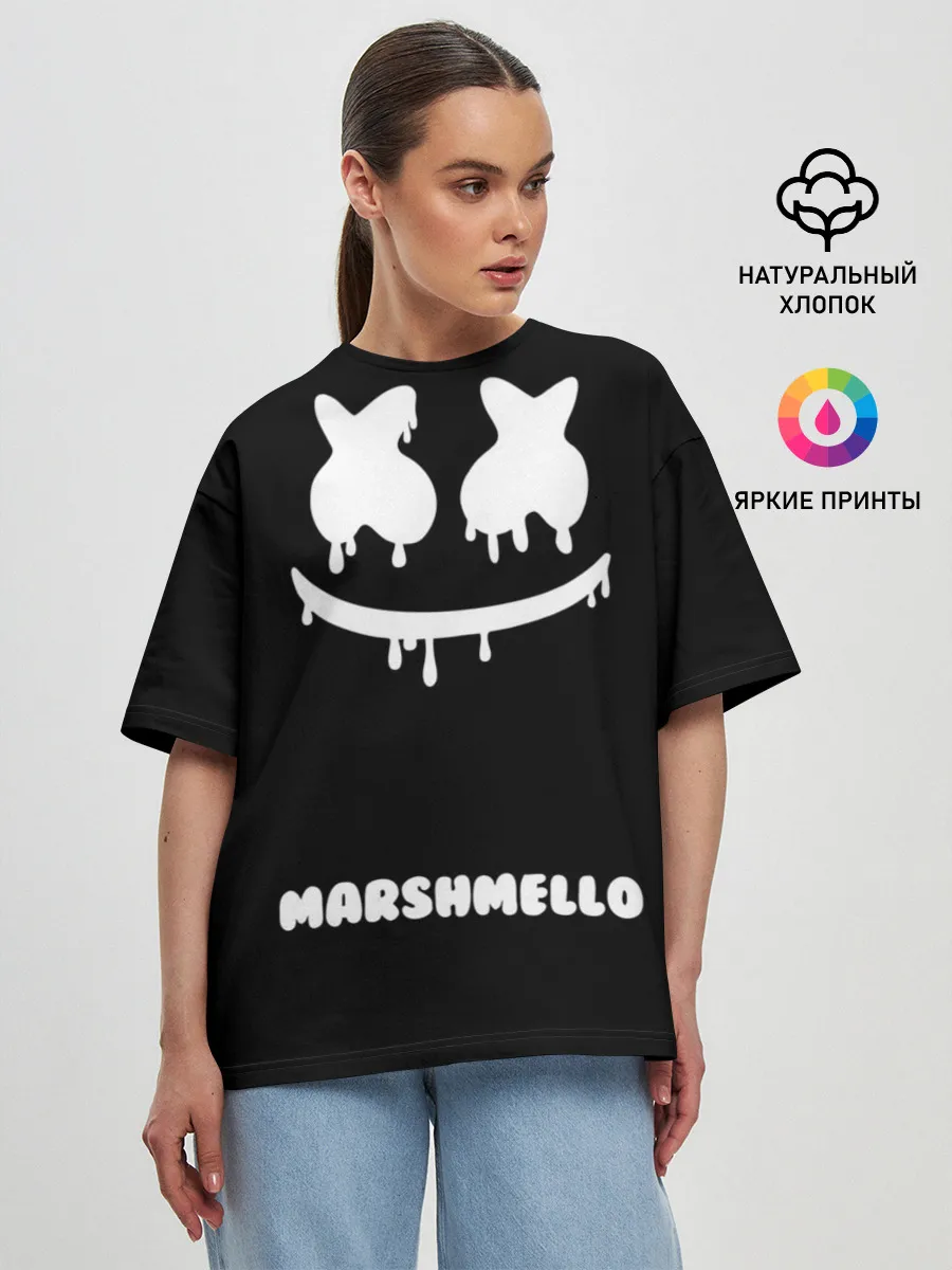 Женская футболка оверсайз / РЮКЗАК MARSHMELLO