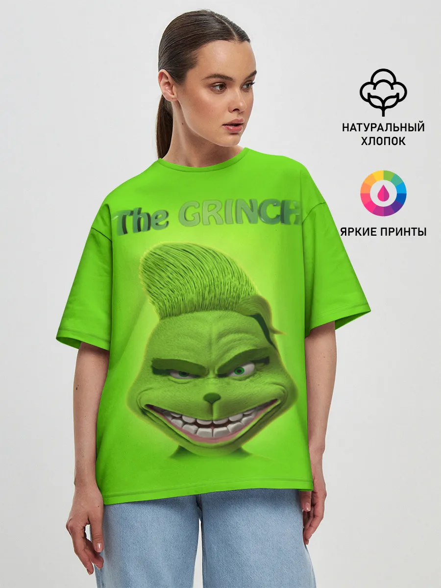 Женская футболка оверсайз / Grinch Face