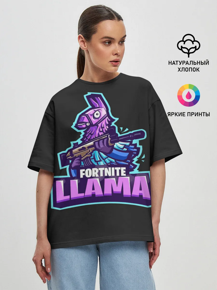 Женская футболка оверсайз / Fortnite LLAMA