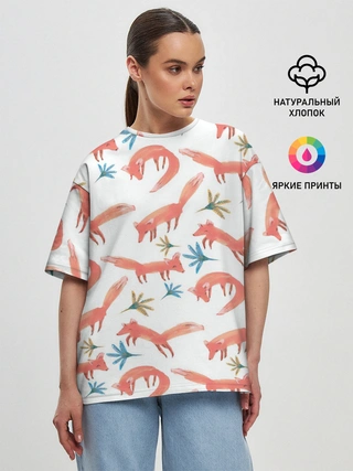 Женская футболка оверсайз / Fox Pattern