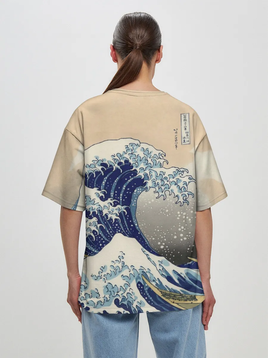 Женская футболка оверсайз / Kanagawa Wave Art