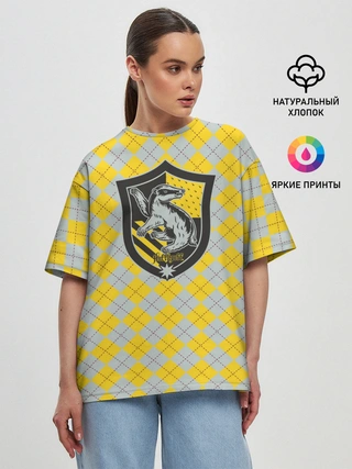 Женская футболка оверсайз / Coat of Hufflepuff