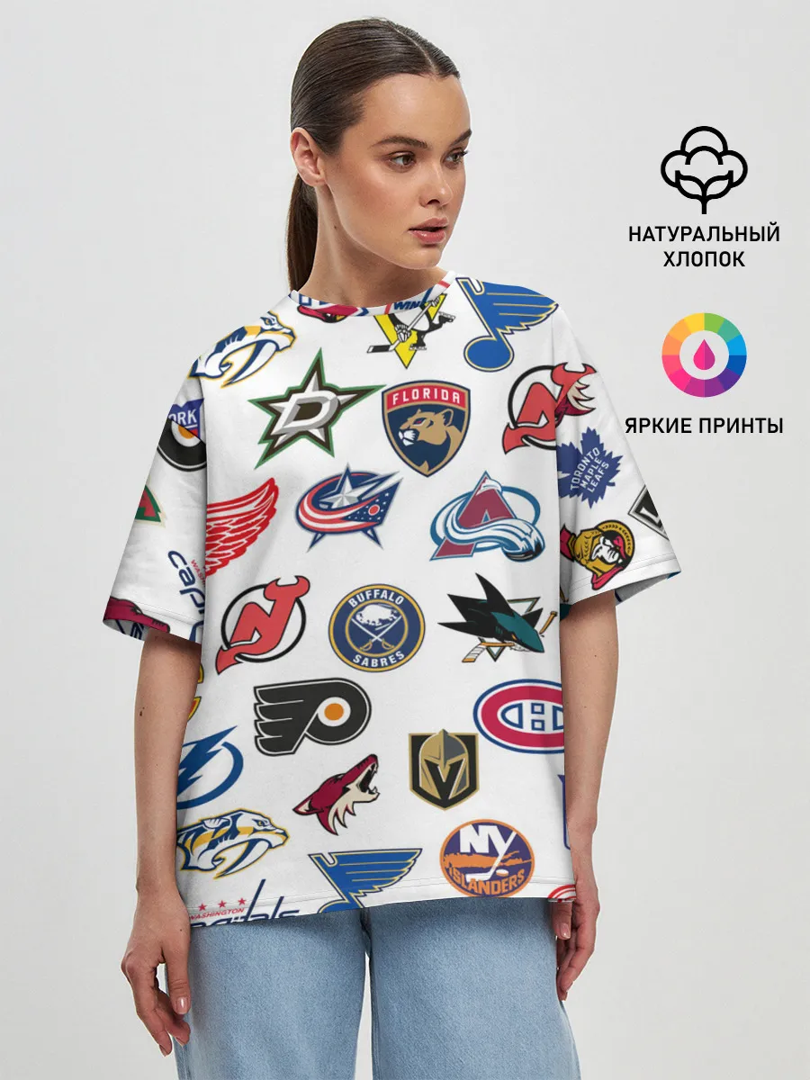 Женская футболка оверсайз / NHL PATTERN