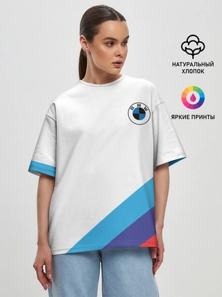 Женская футболка оверсайз / BMW NEW LOGO