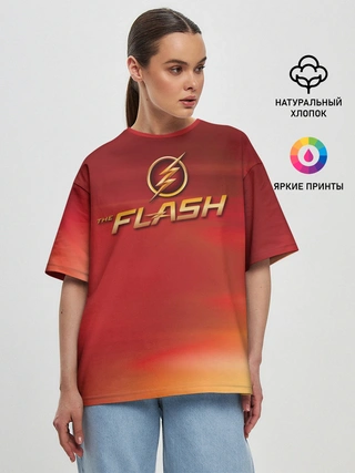 Женская футболка оверсайз / The Flash Logo Pattern