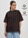 Женская футболка оверсайз / 3D black & red