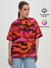 Женская футболка оверсайз / CAMOUFLAGE RED