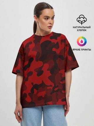 Женская футболка оверсайз / RED MILITARY | КРАСНЫЙ КАМУФЛЯЖ