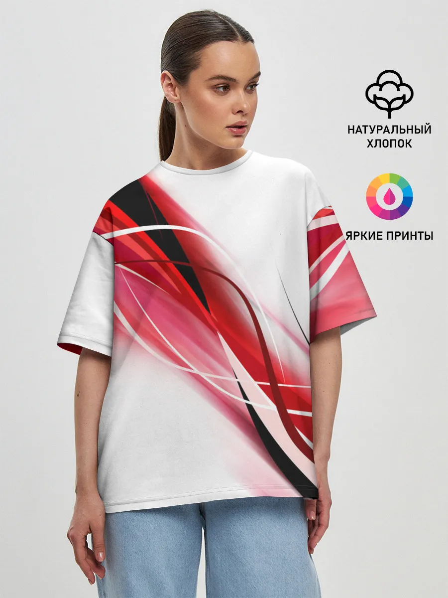 Женская футболка оверсайз / GEOMETRY STRIPES RED