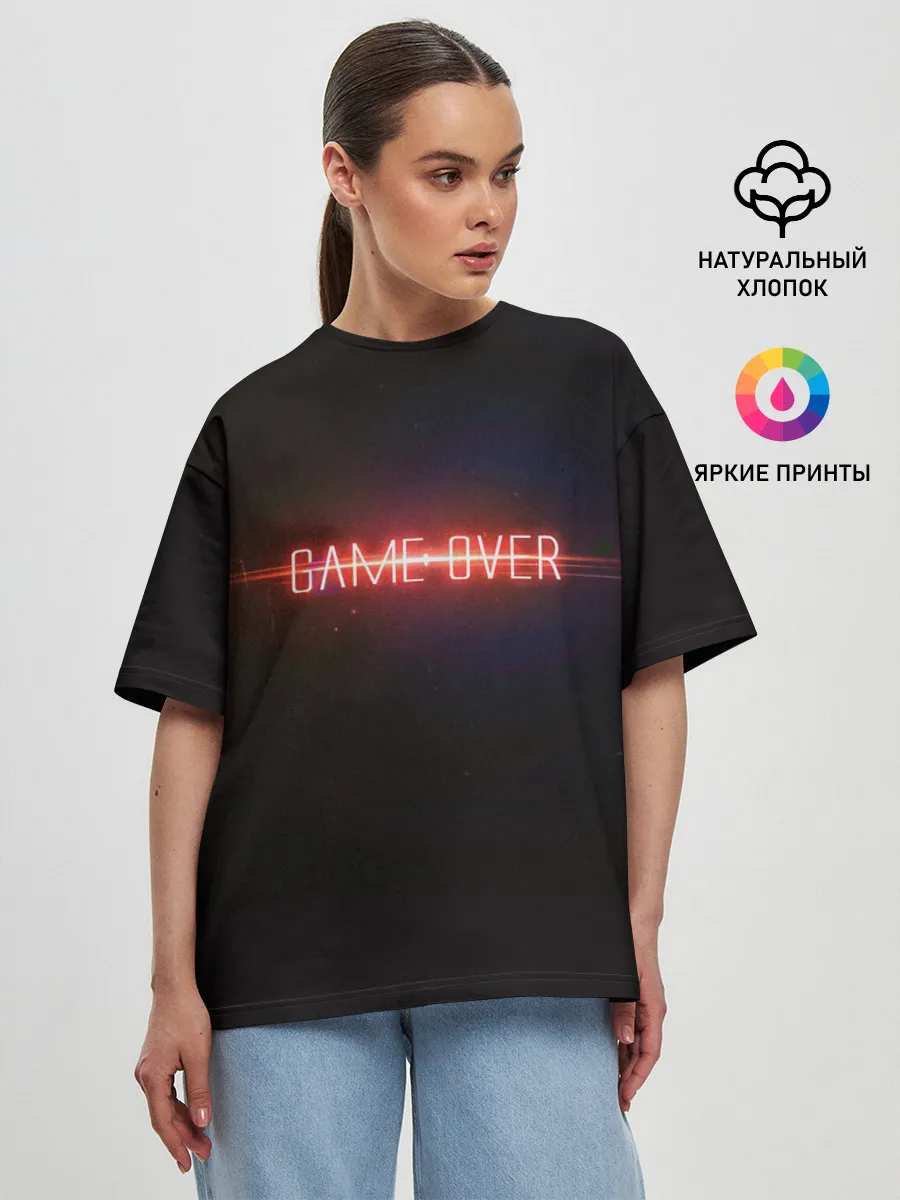 Женская футболка оверсайз / Маска Game Over