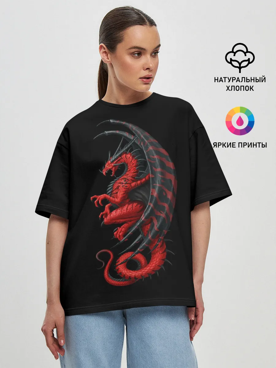 Женская футболка оверсайз / Red Dragon