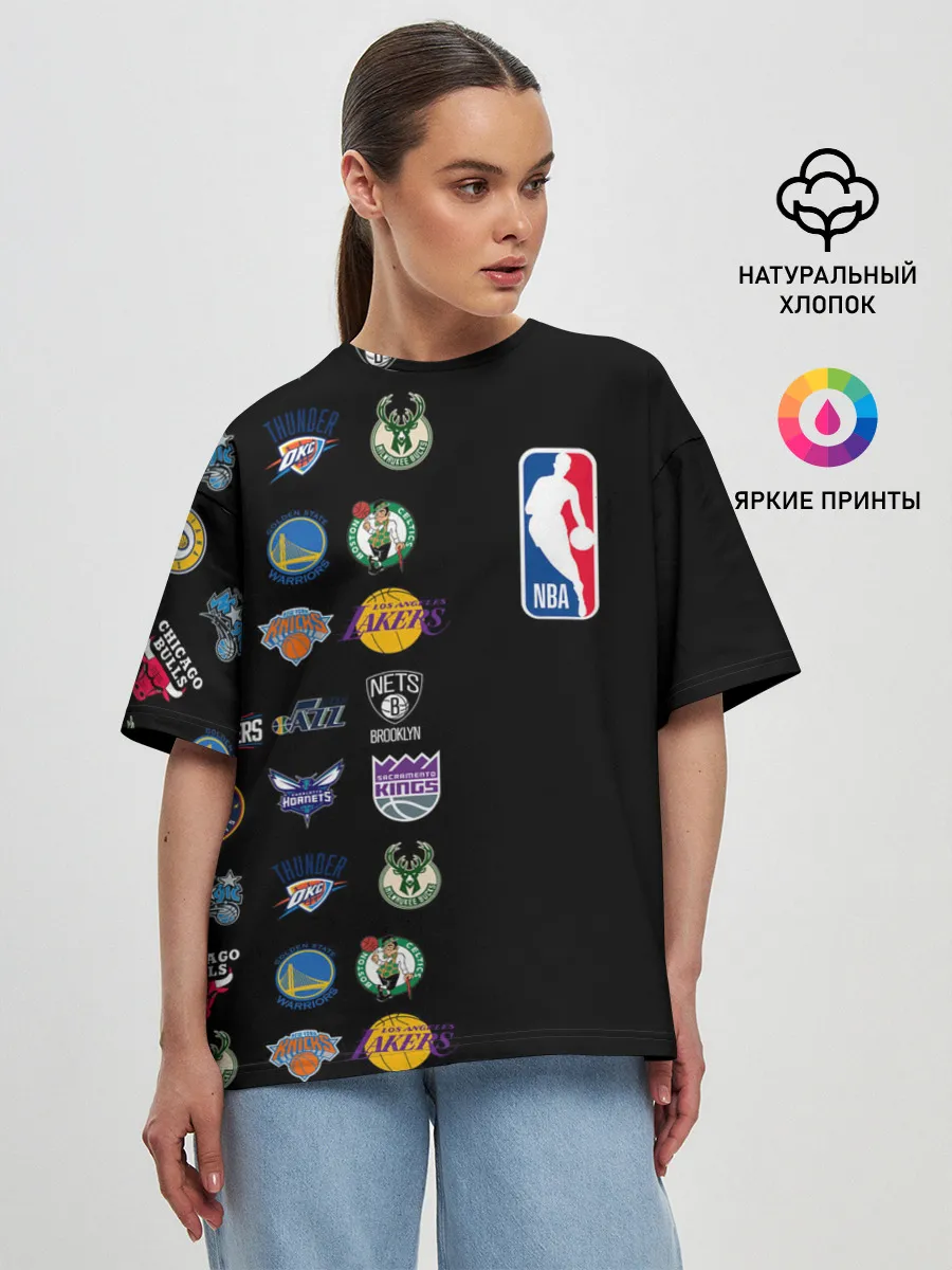 Женская футболка оверсайз / NBA (Team Logos 2)