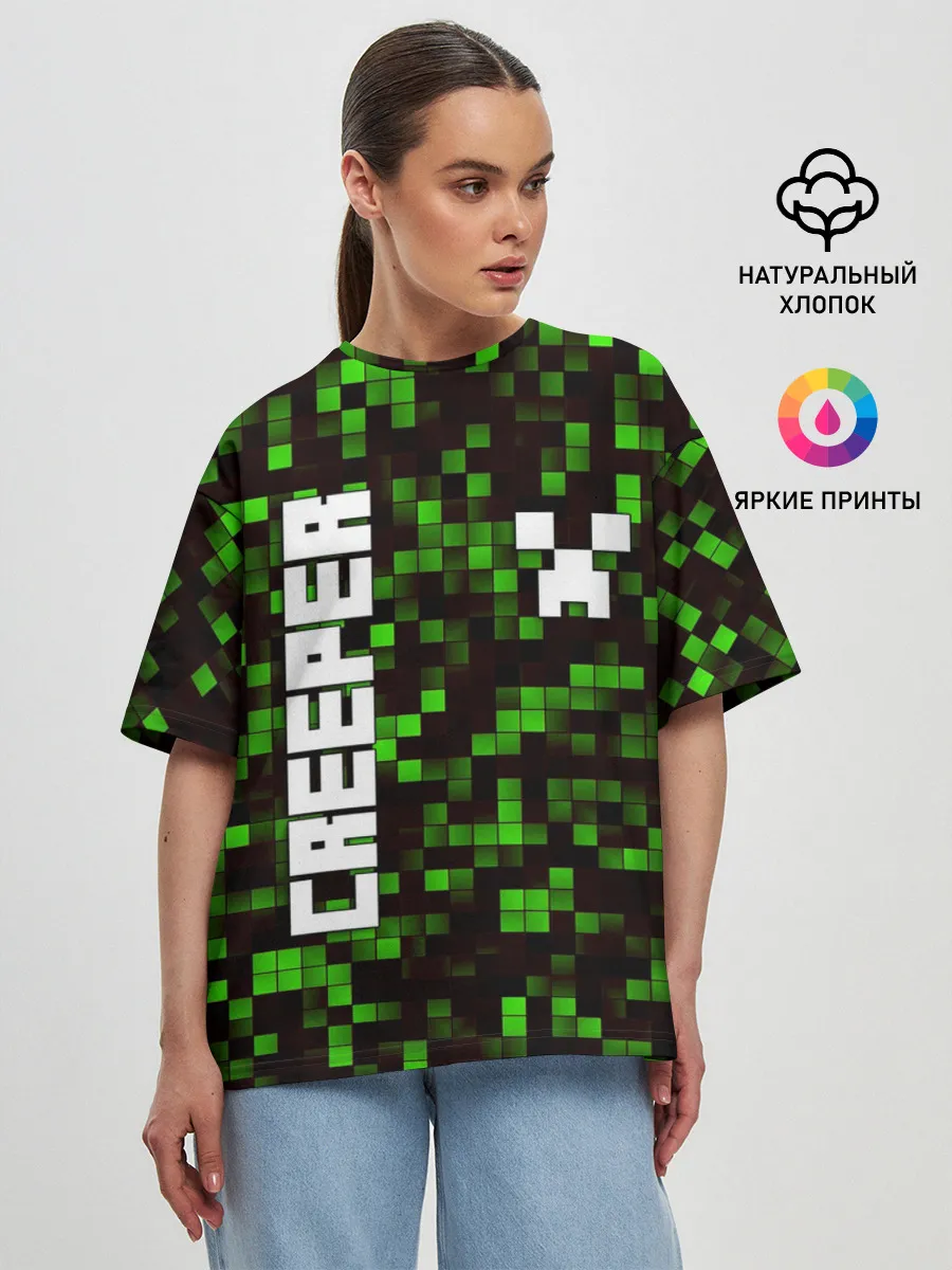 Женская футболка оверсайз / MINECRAFT CREEPER