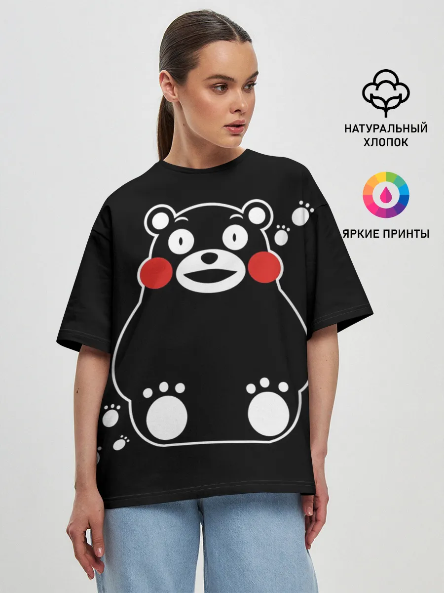 Женская футболка оверсайз / Kumamon сидит