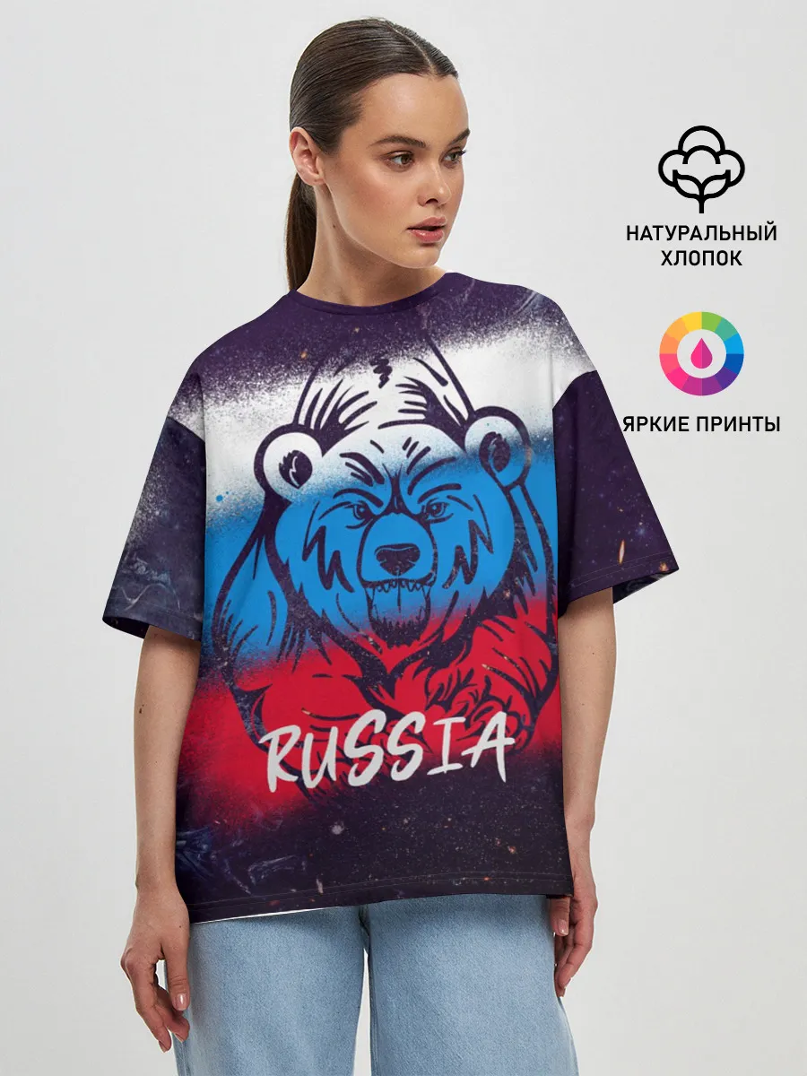 Женская футболка оверсайз / Russia Bear