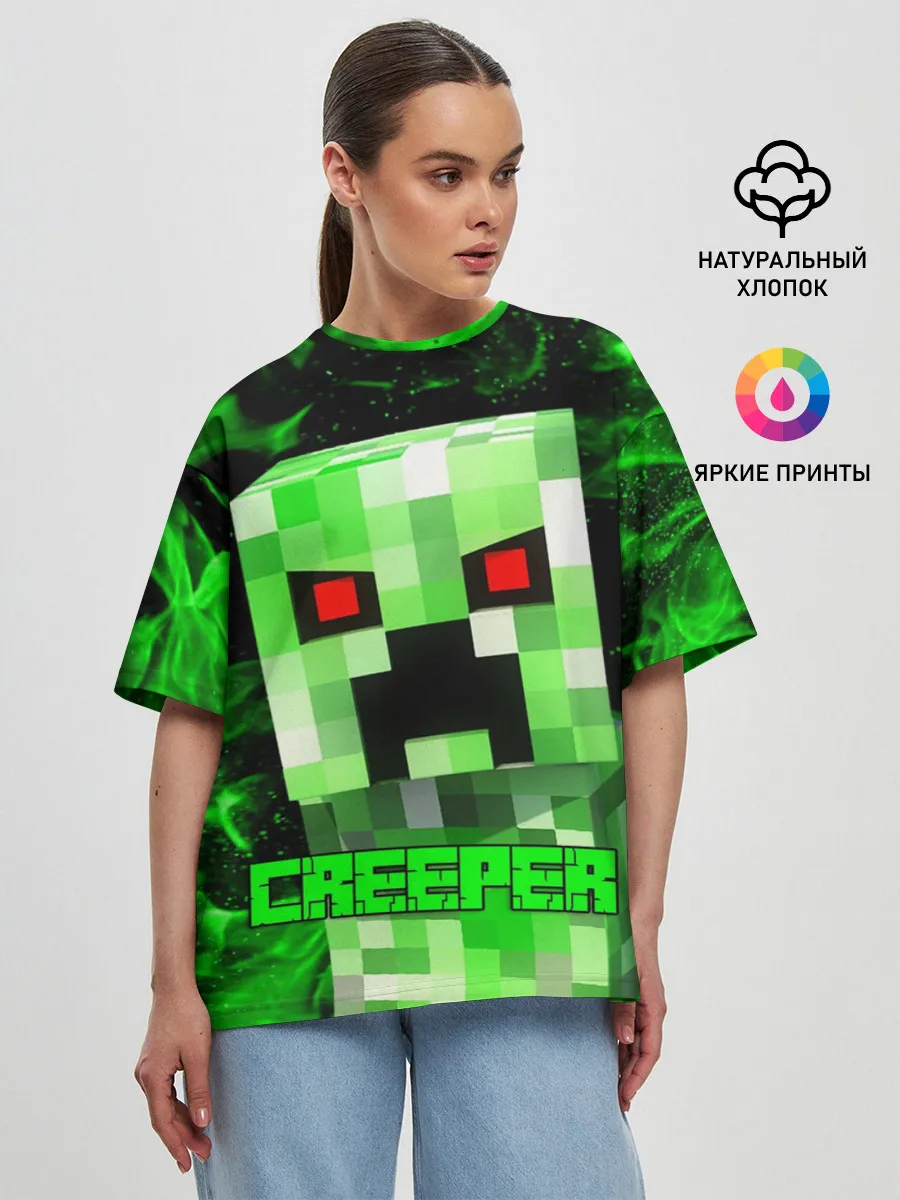 Женская футболка оверсайз / MINECRAFT CREEPER