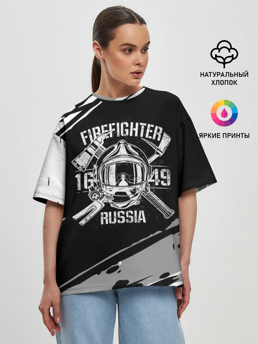 Женская футболка оверсайз / FIREFIGHTER 1649 RUSSIA