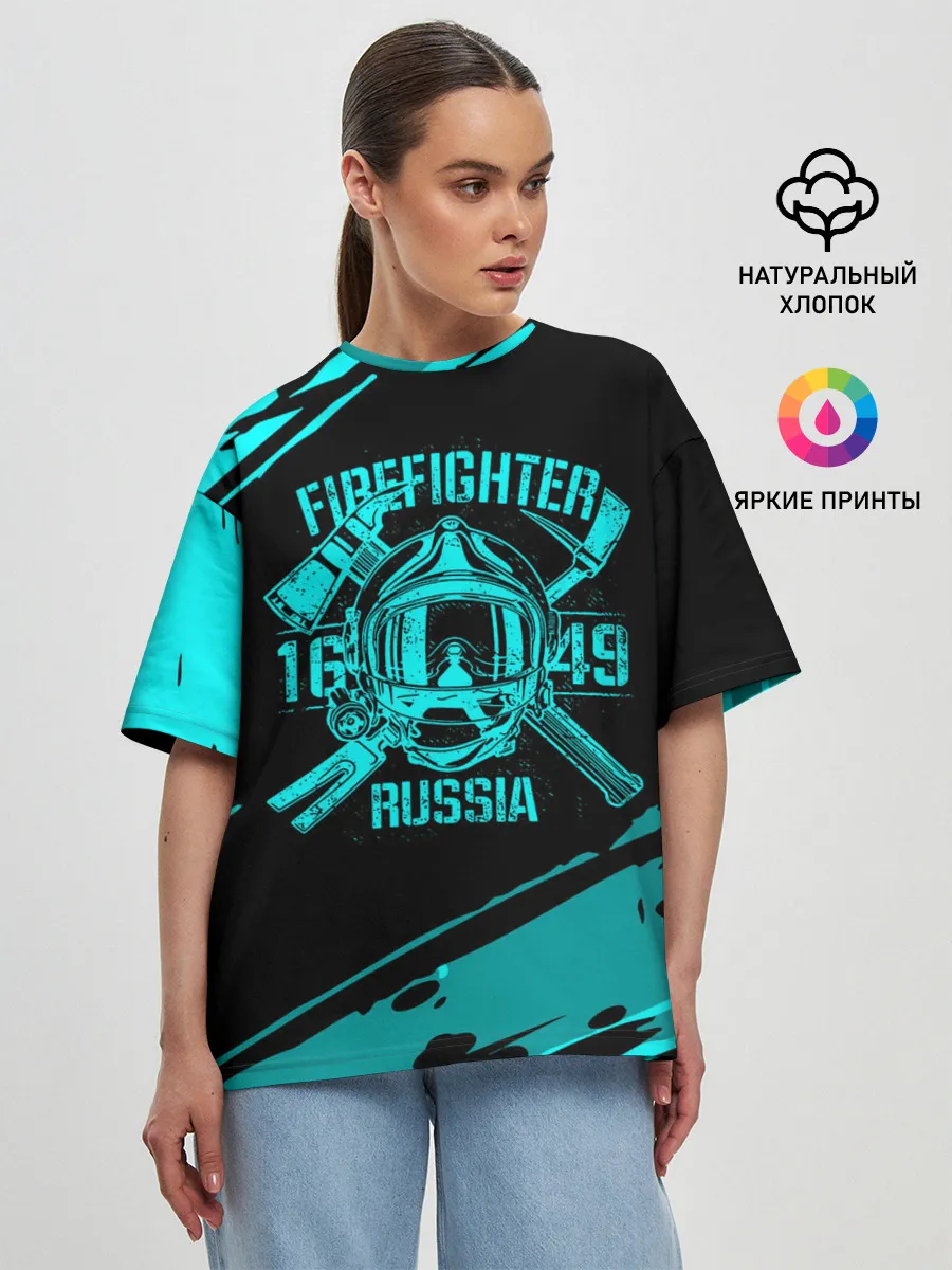 Женская футболка оверсайз / FIREFIGHTER 1649 RUSSIA